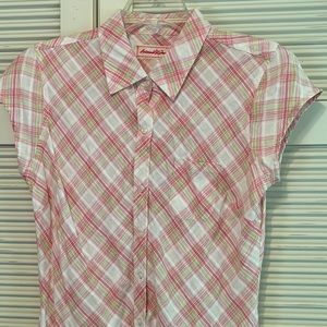 ARIZONA JEAN CO. Plaid Cap Sleeve Blouse